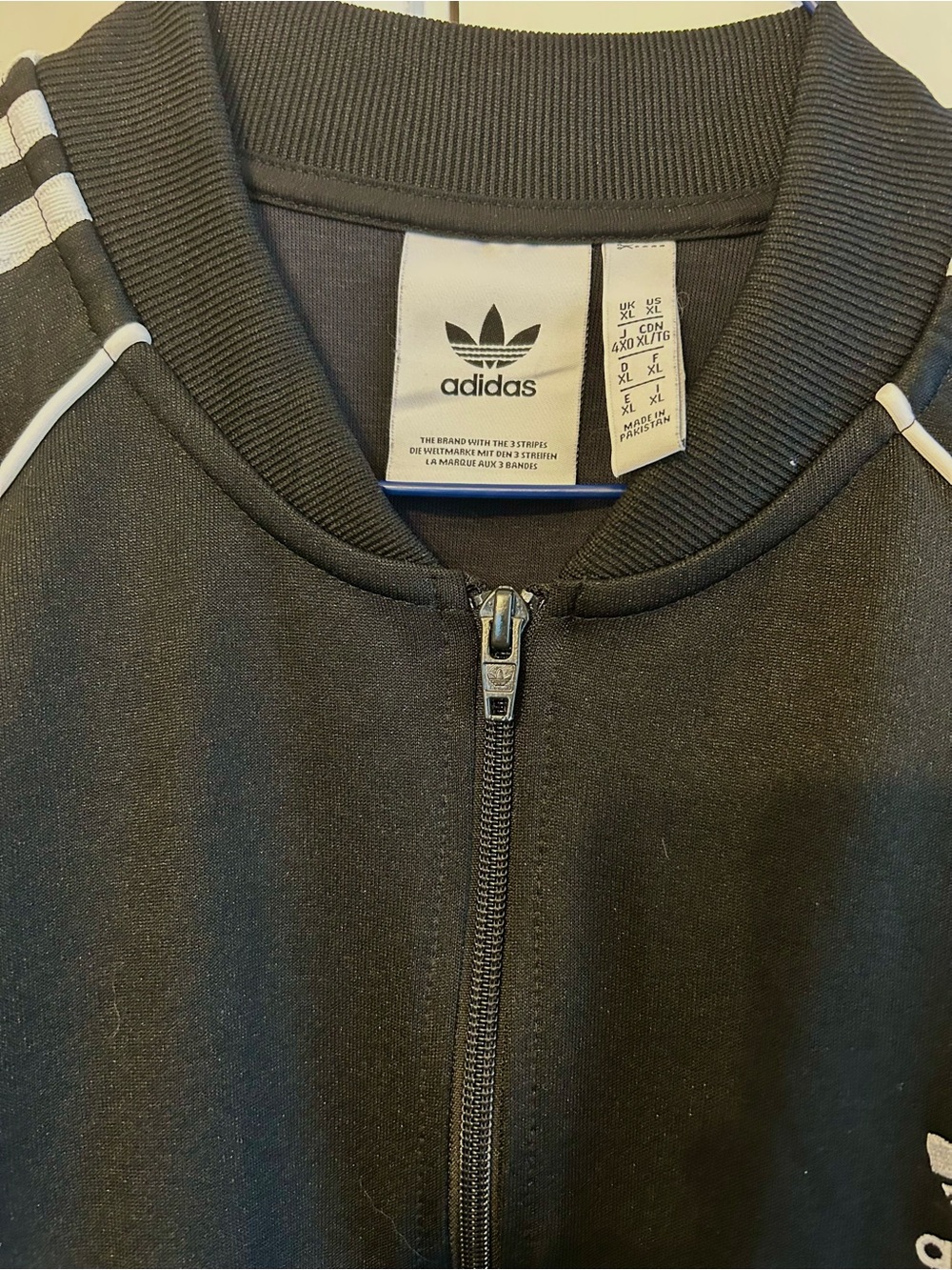 adidas Black Track Jacket with White Stripe Accents - Picture 4 of 7